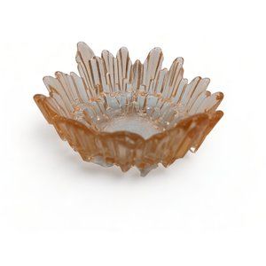 Vintage MCM Arabian Peach Ice Art Glass Bowl 7 1/2" Width